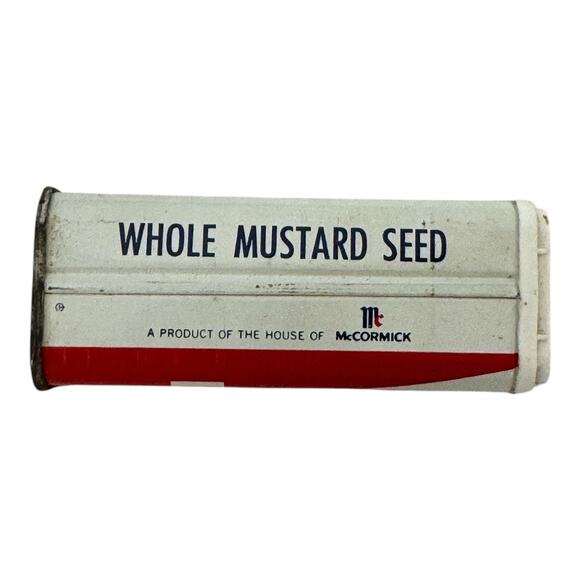 VINTAGE Schilling Whole Mustard Seed Red + White Spice Tin 2-3/8 oz - Picture 4 of 6